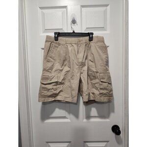 Tommy Bahama RELAX Khaki Tan Stretch Waist‎ 7" Cargo Cotton Shorts Men's Large